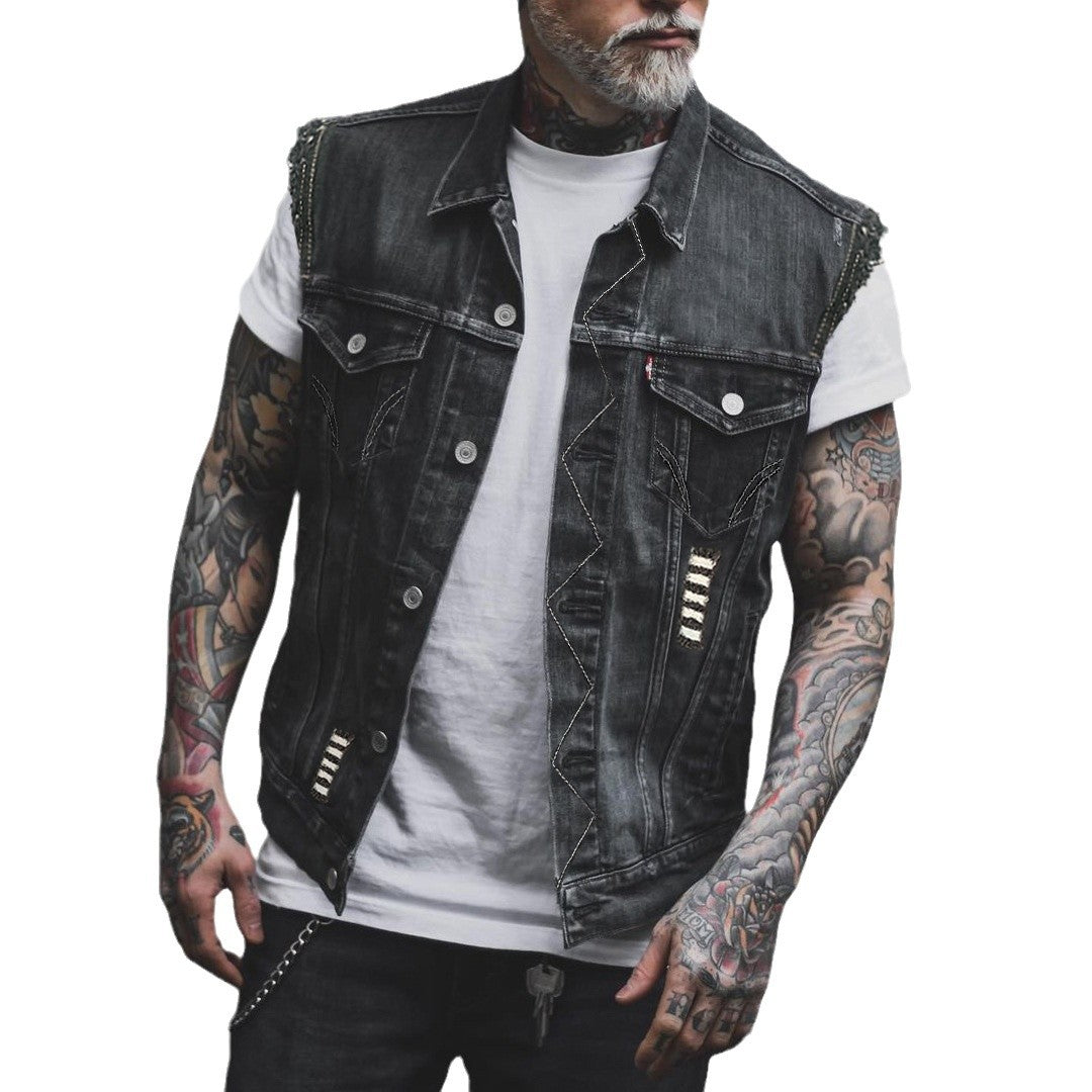 Big Sale Fashion Printed Sleeveless Denim Blouses