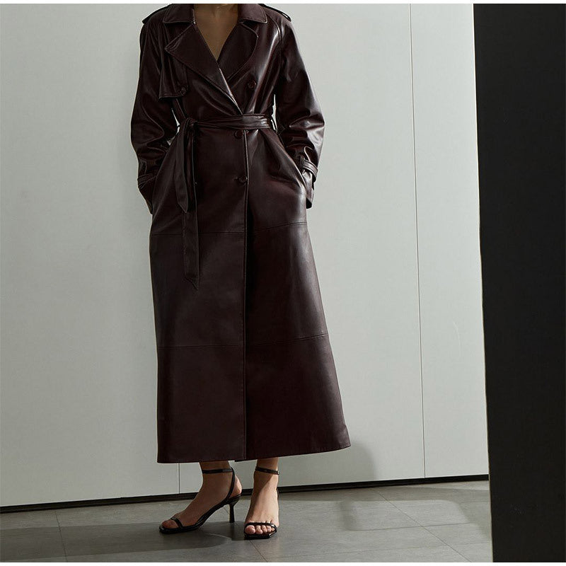 Women's Style High-grade Sheepskin Leather Long Winter Coats