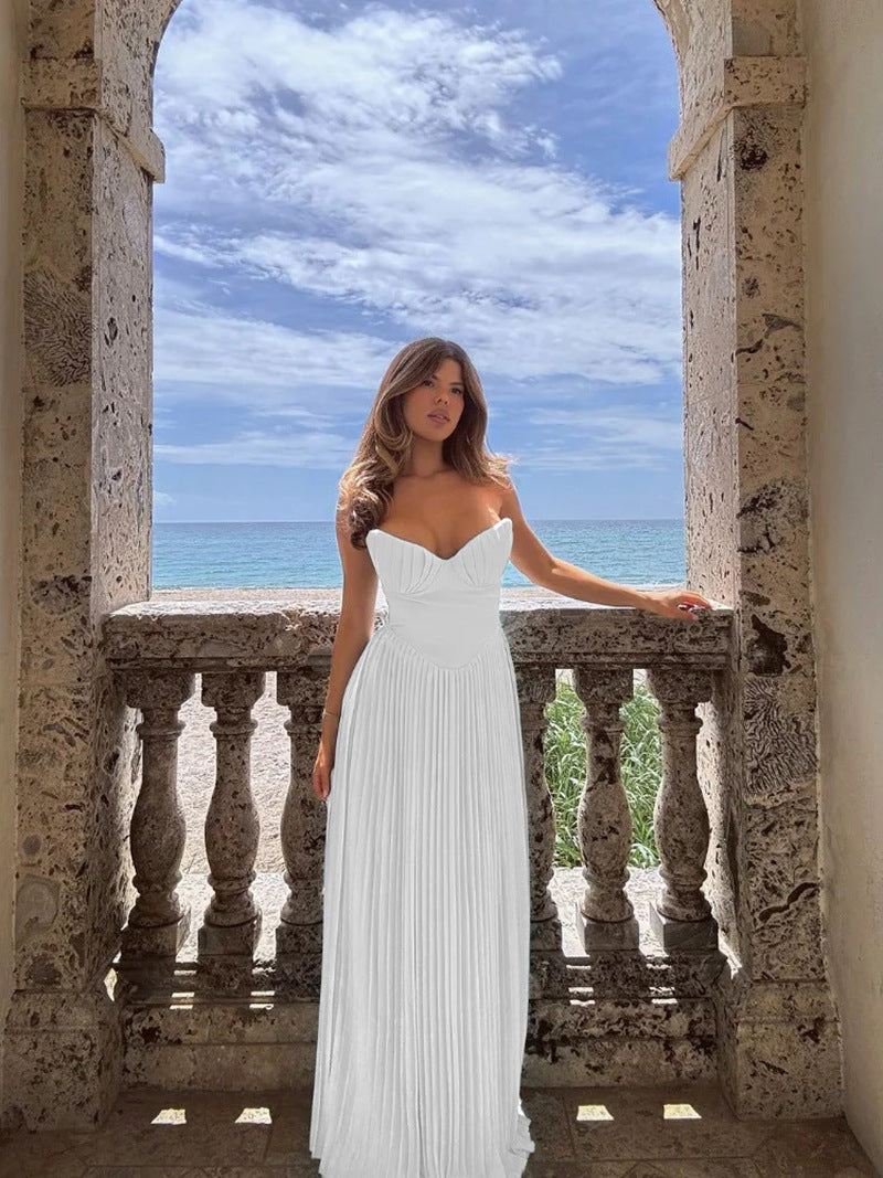 Women's Summer Graceful Tube Elegant Dress Sleeveless Dresses