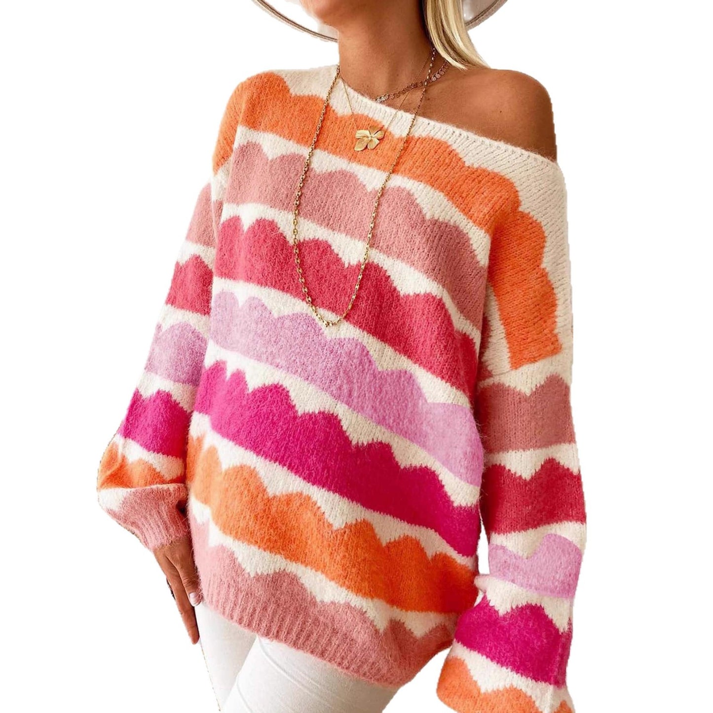 Comfortable Women's Fashionable Knitted High Quality Sweater