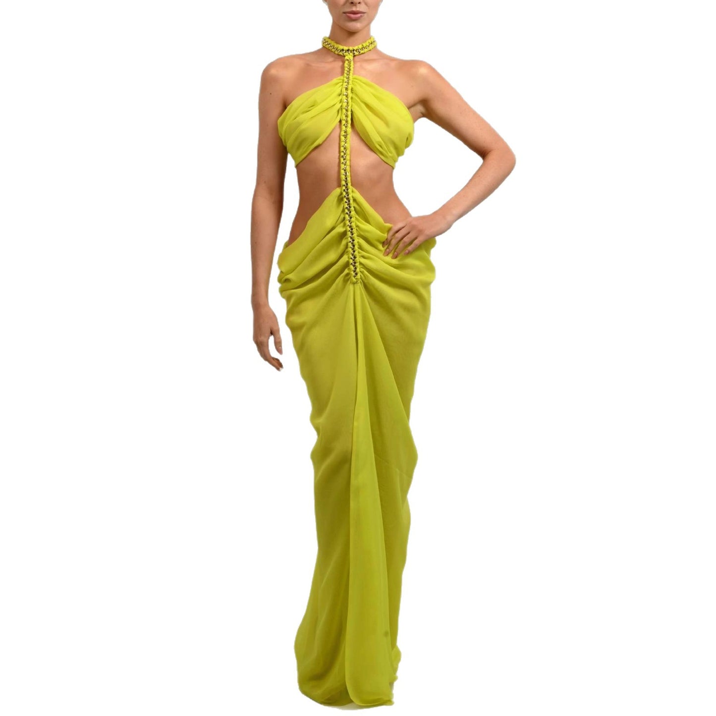 Dress Irregular Fake Two-piece Low Waist Split Dresses