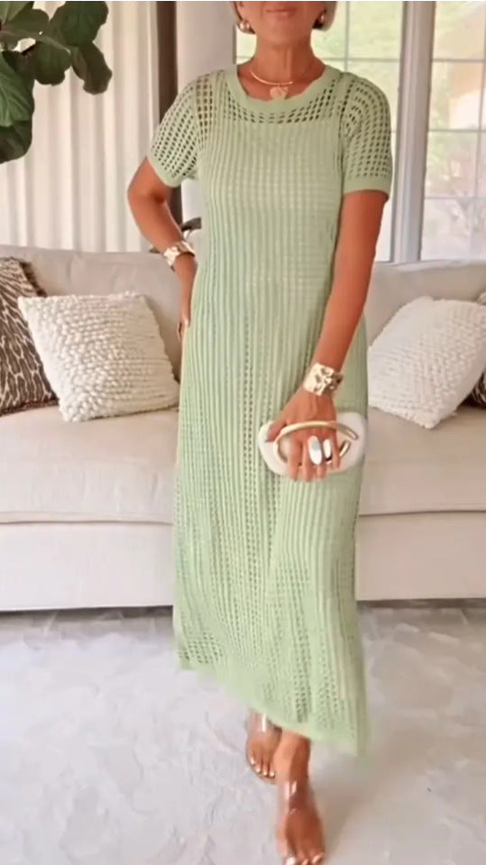 Women's Round Neck Hollow Air Dress Two-piece Dresses