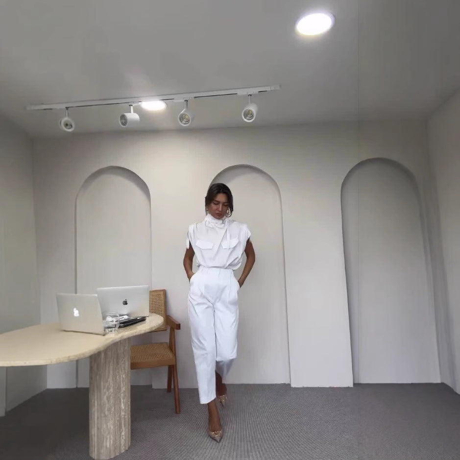 Women's Summer Sleeveless Solid Color Temperament Commute Suits