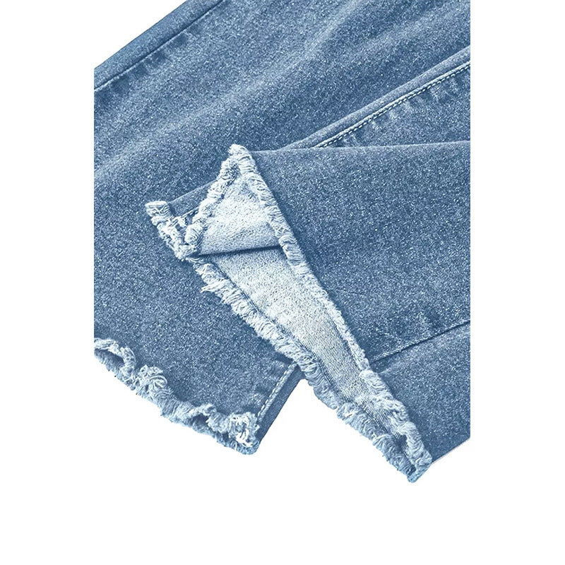 Women's Blue With Holes Flared Washed-out Vintage Jeans