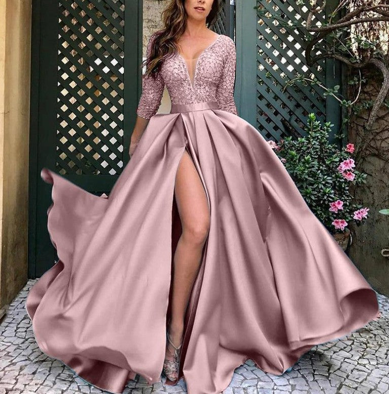 Women's Sequin Large Swing Sexy Dress Trailing Wedding Dresses