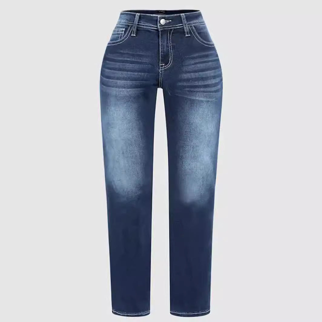 Women's Slim Fit Stretch Embroidery Summer Jeans