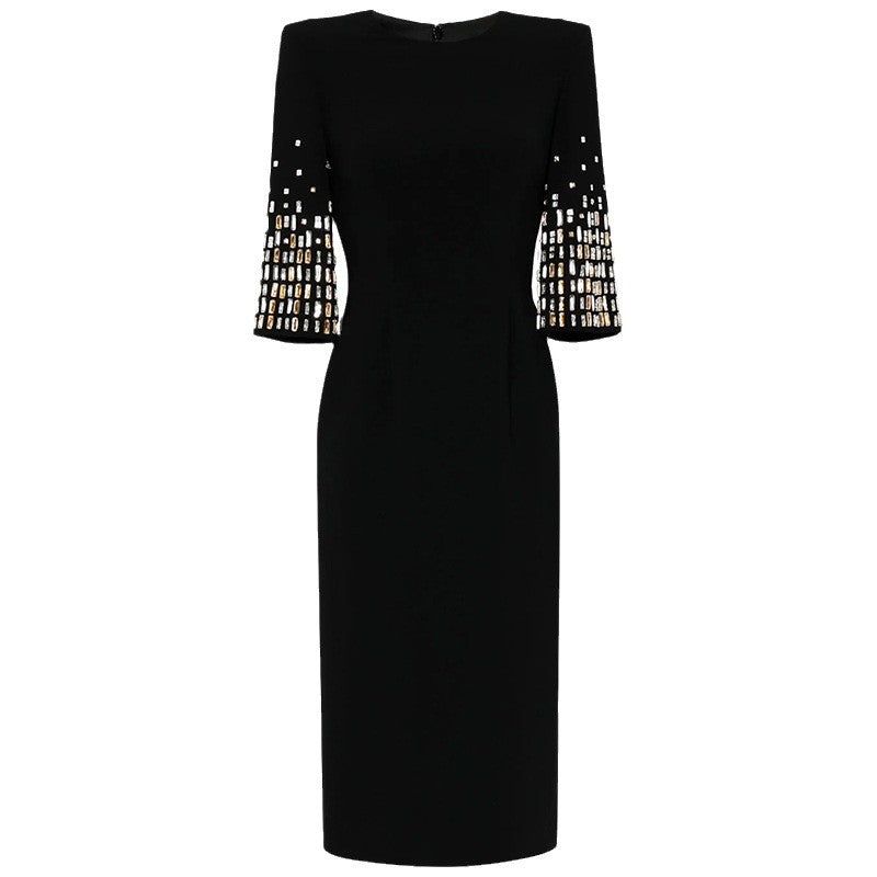 Glamorous Fashion Bead Half-sleeve Midi Dress Dresses