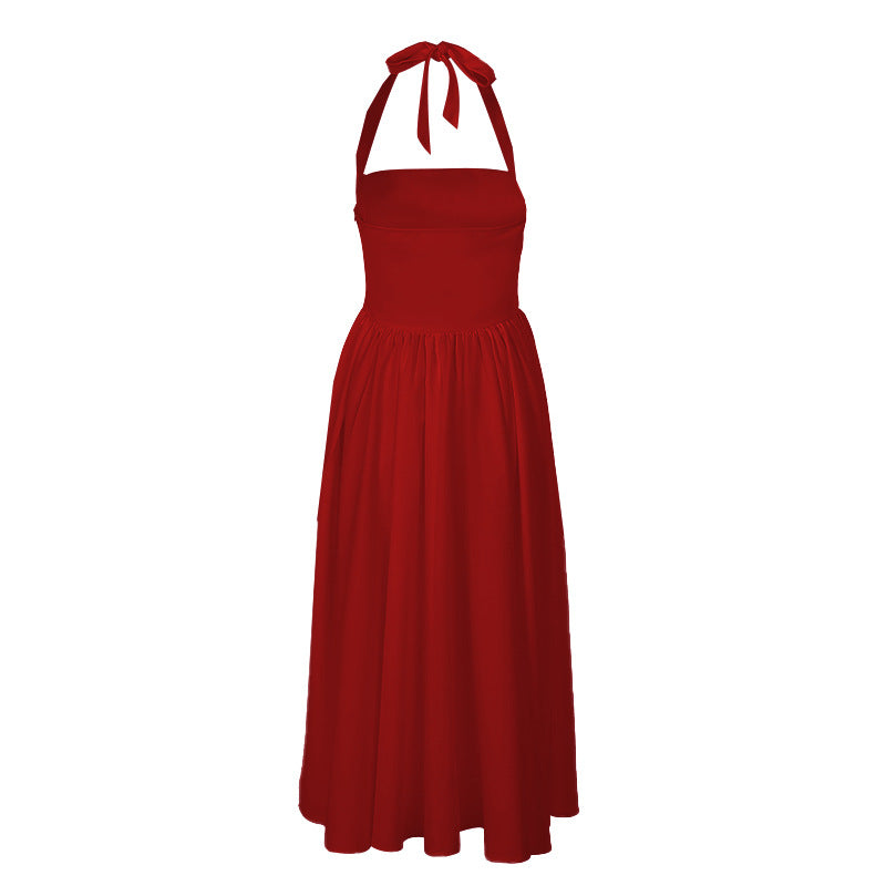 Backless Waist Trimming A- Line Dress Dresses
