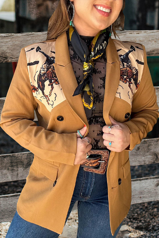 Women's Long-sleeved Digital Printing Pocket Collar Blazers