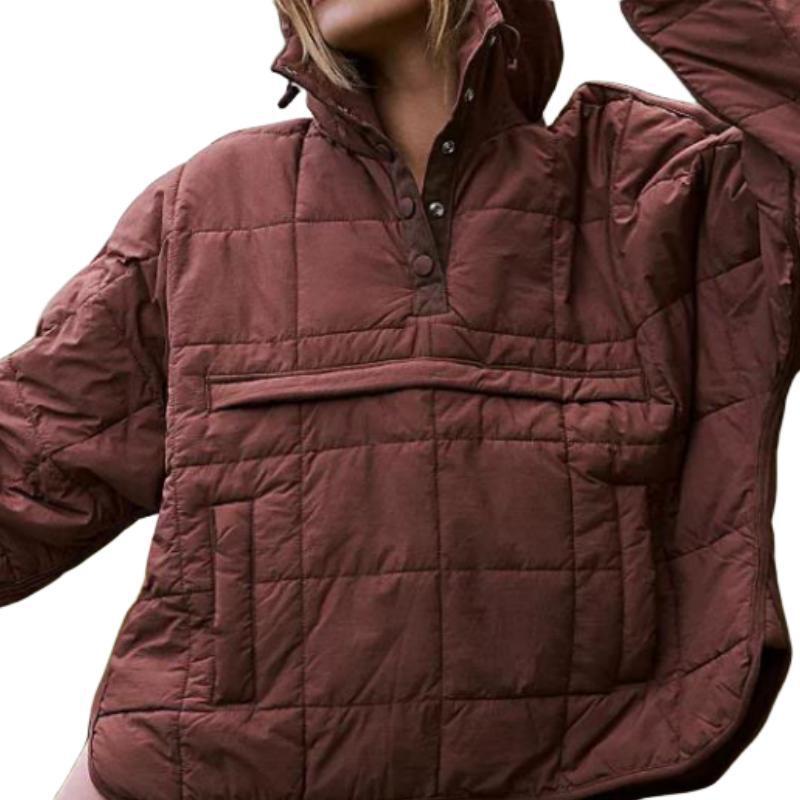 Model Pure Color Warm Keeping Pocket Long Sleeve Hooded Coats