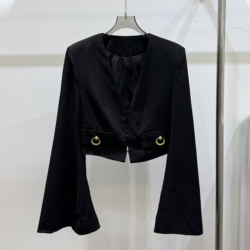 Women's Versatile Autumn High-grade Solid Color Design Coats