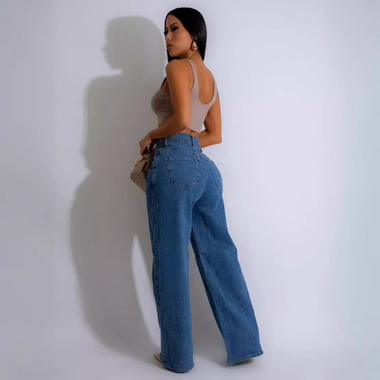 Fashion Personalized Stretch Wide Leg Trousers Jeans