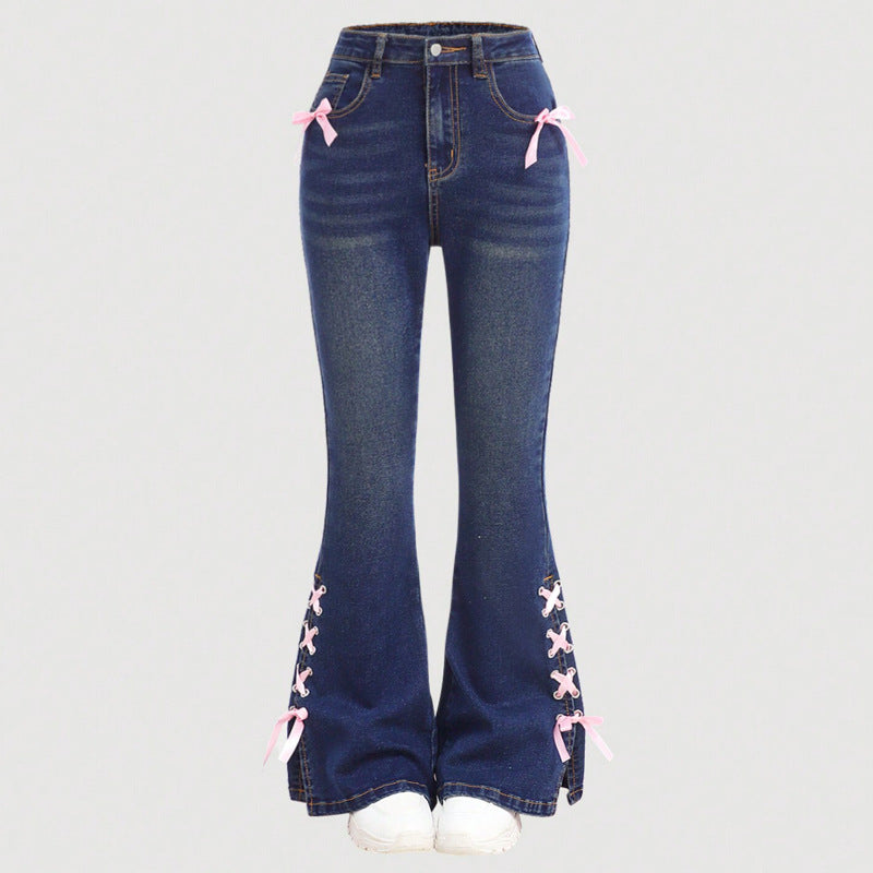 Women's Bow Loose Straight Trousers Source Jeans