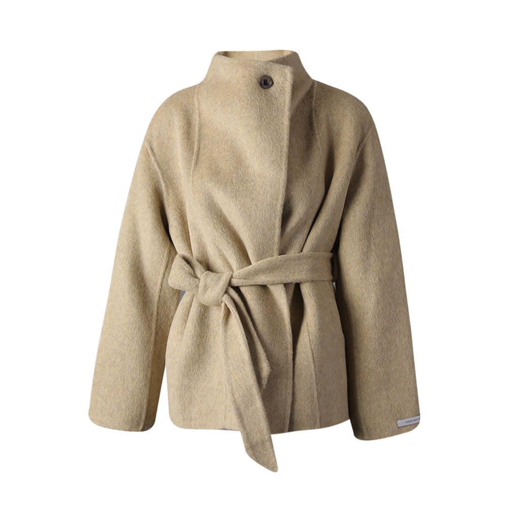 Women's High-grade Stand Collar Small Woolen Waist Tops