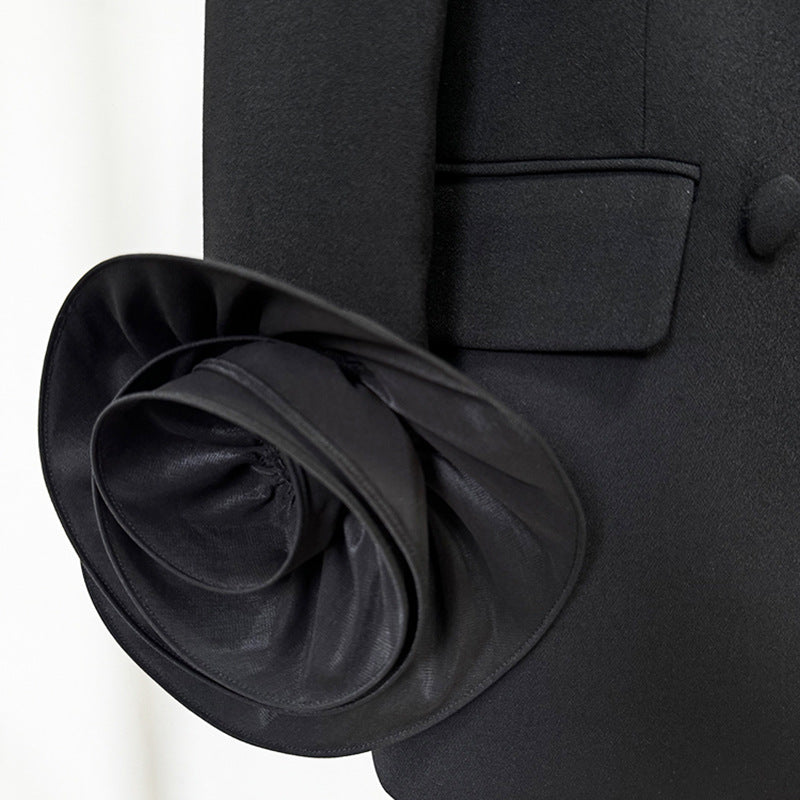 Fashion Cuff Three-dimensional Flower Decoration Double-breasted Jackets