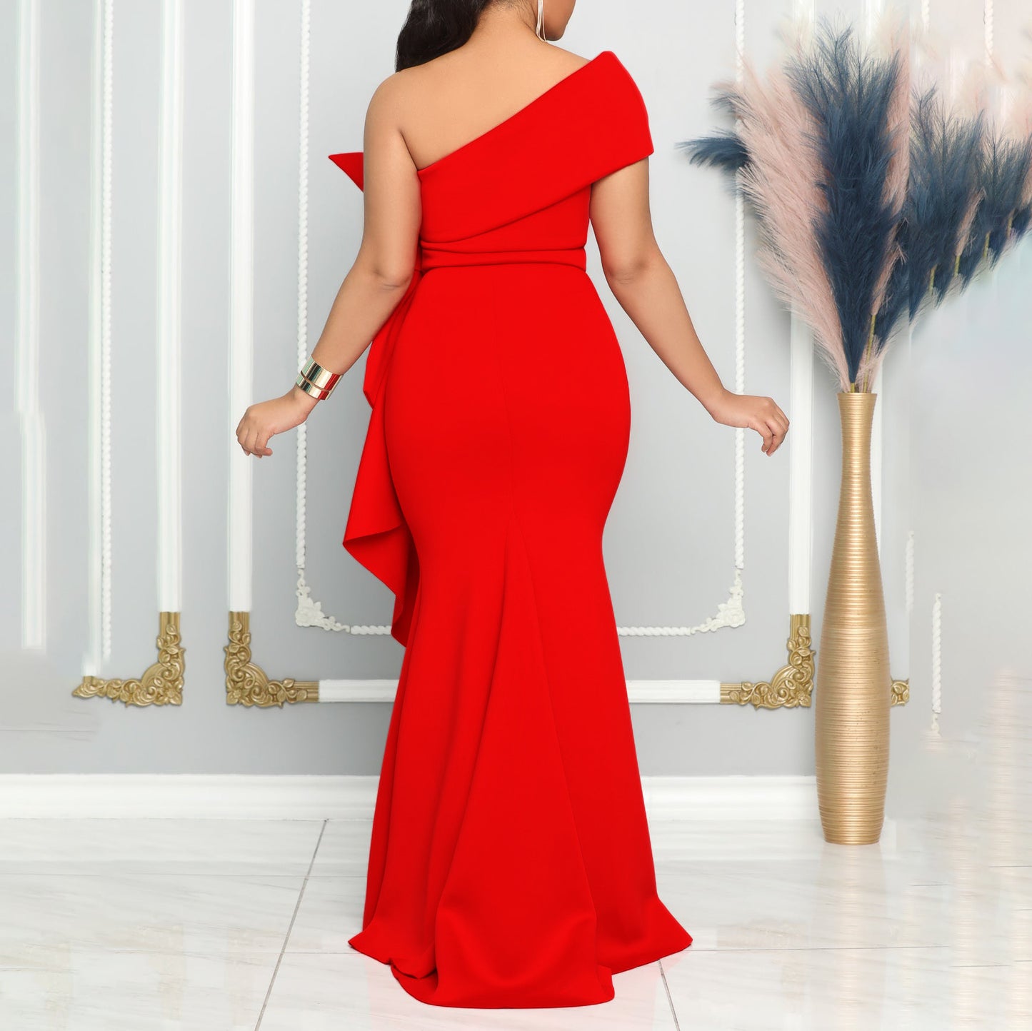 Women's Fashion Tube Diagonal Collar Sexy Dress Dresses
