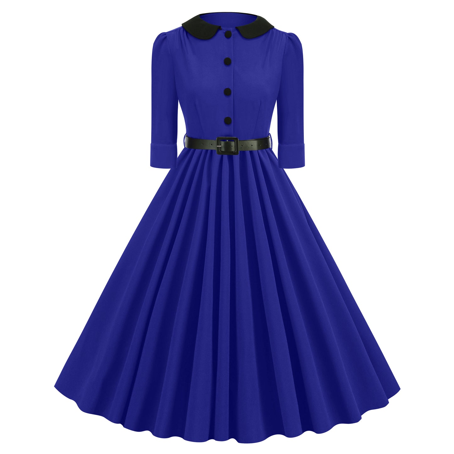 Women's Retro Dress Half Sleeve Doll Collar Slimming Hepburn Dresses