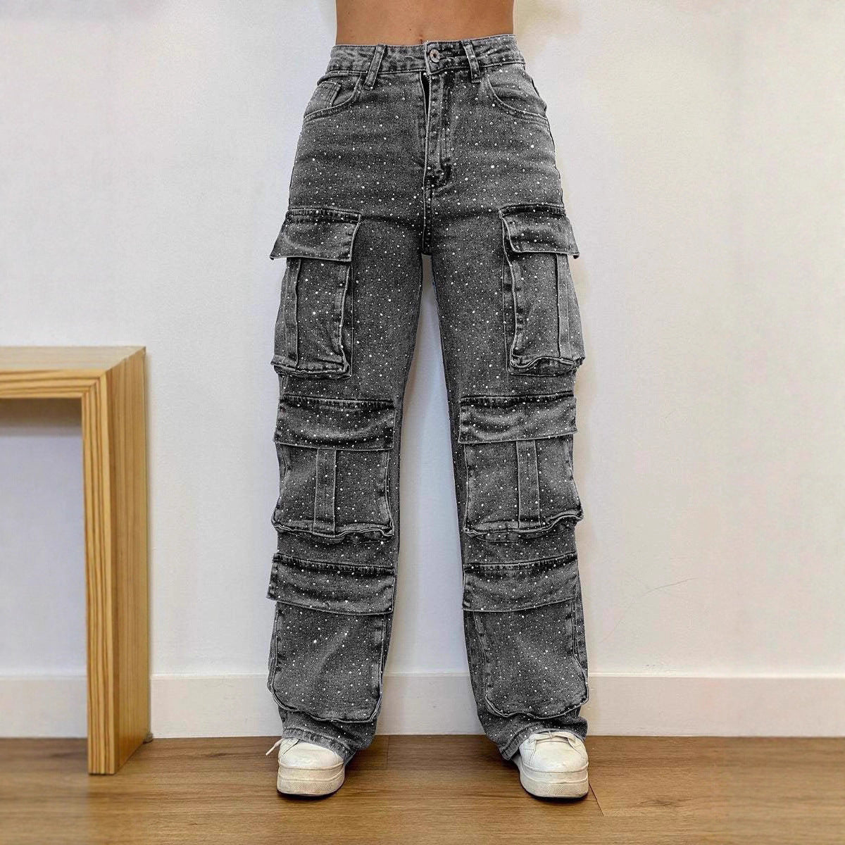 Fashion Street Style Pocket Casual Overalls Jeans