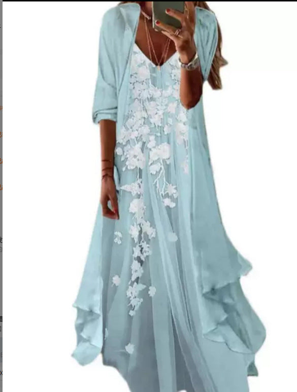 Women's Dress Independent Floral Printed Wear Chiffon Dresses