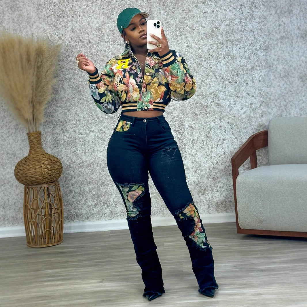 Women's Elegant Spring Jacquard Long Sleeve Jackets