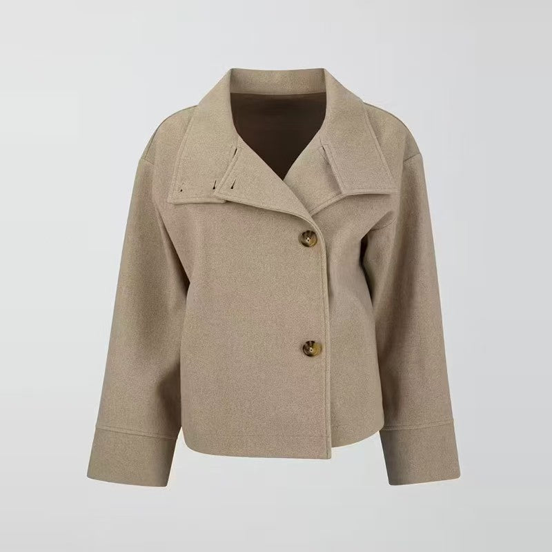 Women's Elegant Stand Collar Single Breasted Loose Coats