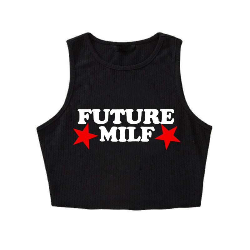 Women's Style Trendy Tight Letter Printed T-shirt Blouses