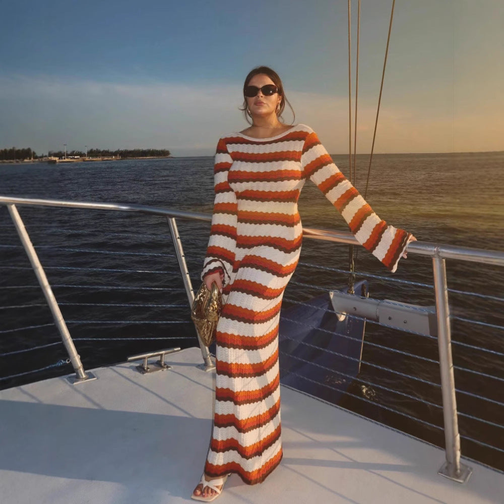 Women's Contrast Color Beach Vacation Sexy Dress Dresses