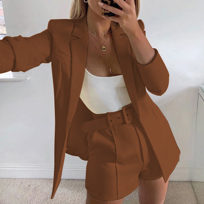 Women's Spring Clothes Fashion Small Belt Casual Blazers