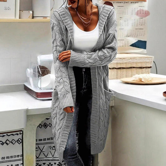 Women's Stylish Charming Hooded Pocket Twist Knitwear