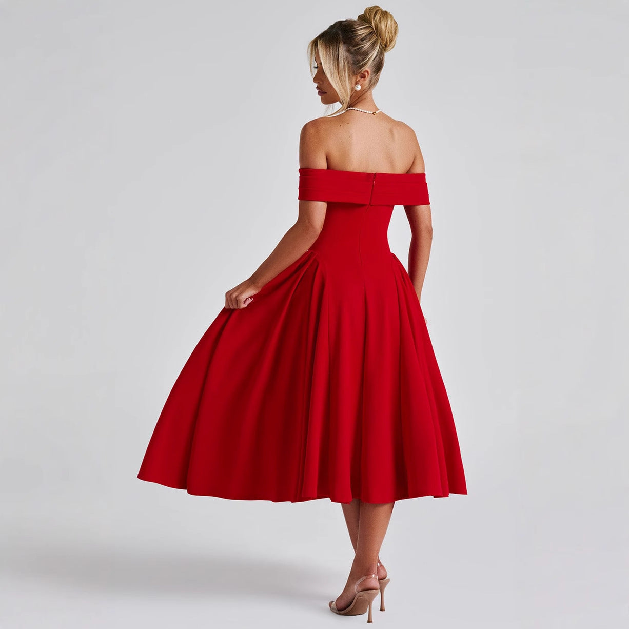 Women's Spring Fashion Sexy Backless Pure Color Dresses