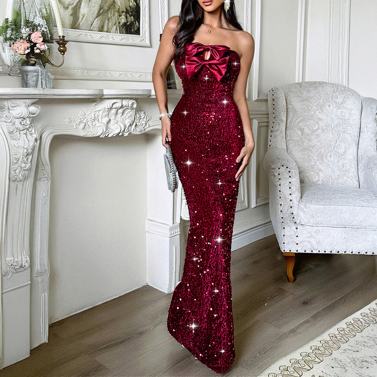 Fashion Women's Elegant Tube Sexy Maxi Dress