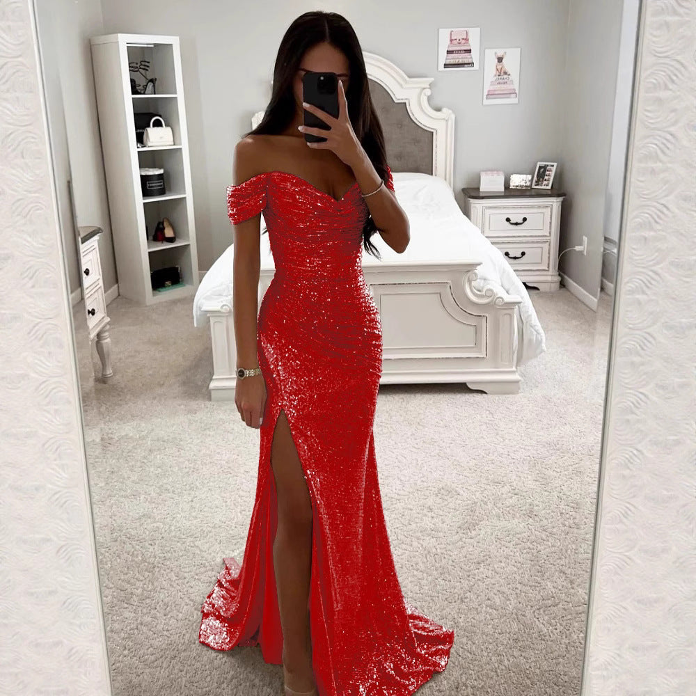 Women's Party Sequins Split Dress Casual Fashion Dresses