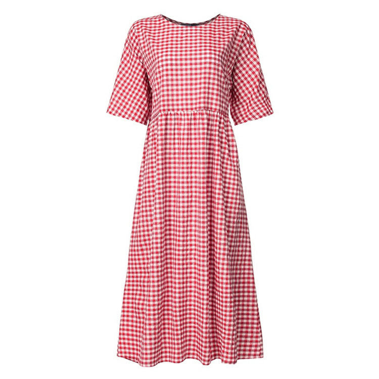 Plaid Summer Leisure Artistic Temperament Sleeve Dresses