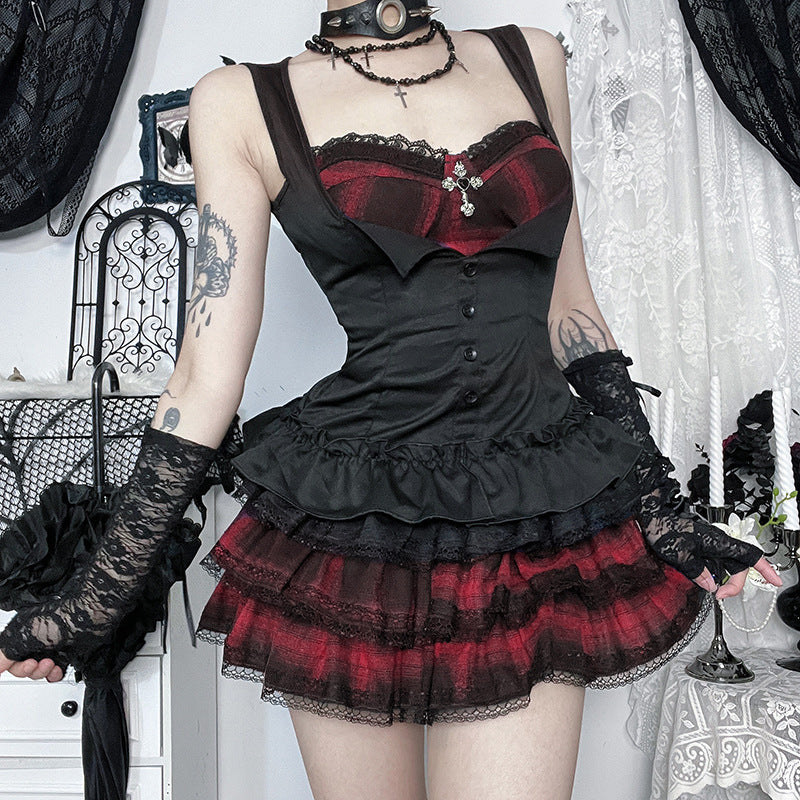 Plaid Subculture Dark Style Personality Street Skirts
