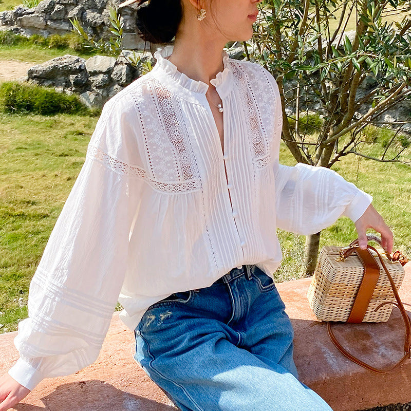 Women's Linen French Shirt Long Sleeve Niche Blouses