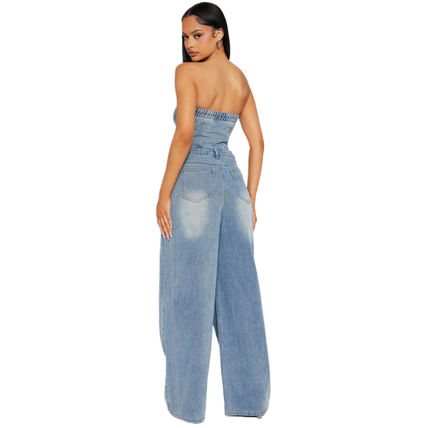 Women's Tube Slim Fit Straight Wide Leg Jumpsuits