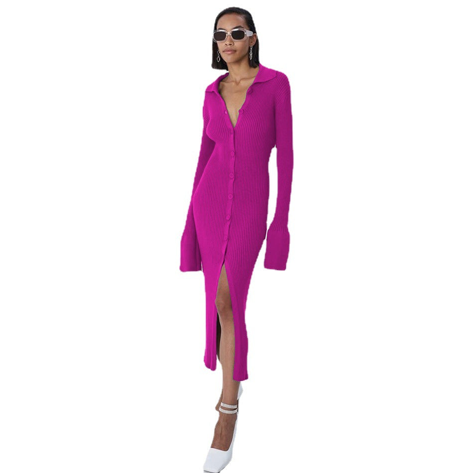 Women's Extended Long Sleeve Flared Sleeves Dress Knitwear