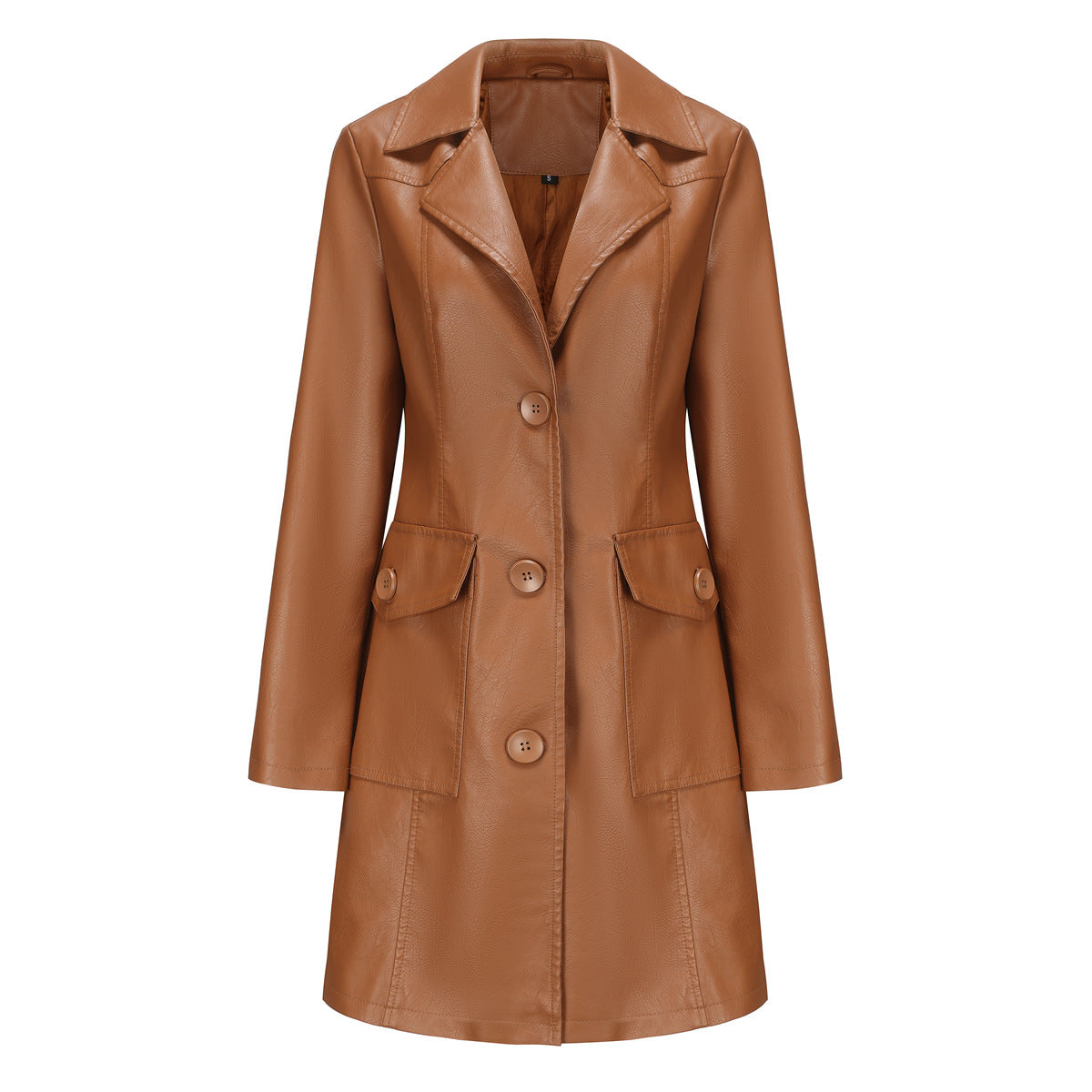 Long Leather Sleeve Wind Fashion British Female Lapel Jackets
