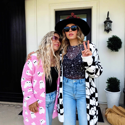 Women's Halloween Ghost Pattern Mid-length Knitted Loose Sweaters