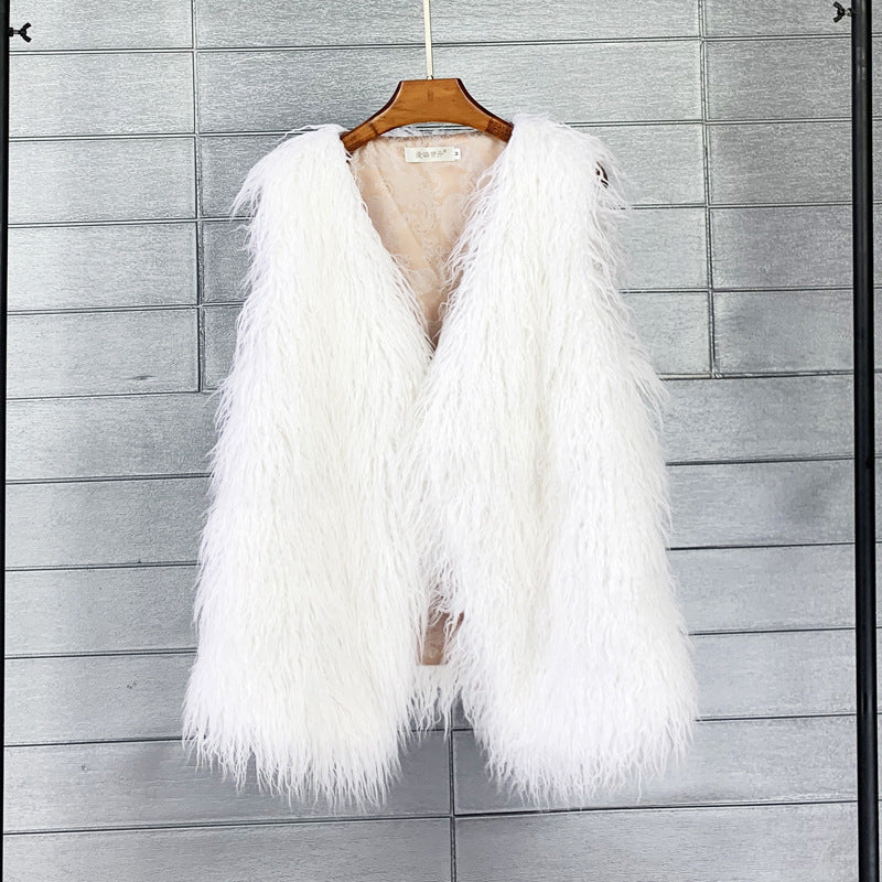 Women's Winter Mid-length Imitated Tibet Sheep Fur Coats