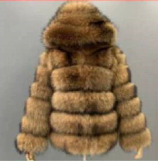 Fur With Hood Splicing Imitation Fox Coats