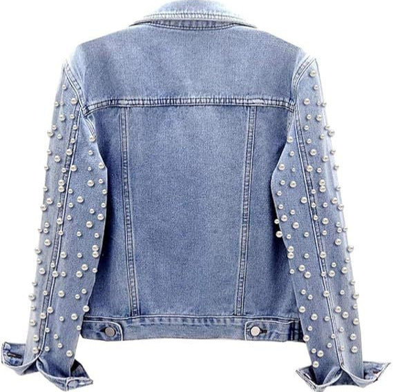 Women's Trendy Glamorous Denim Beaded Casual Jackets