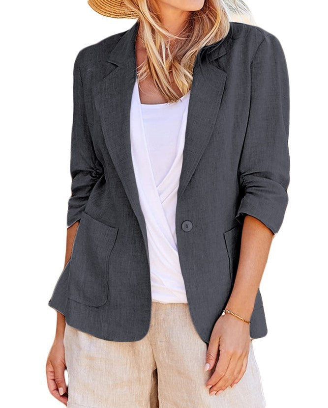 Women's Summer Temperament Sleeve Solid Color Collar Blazers