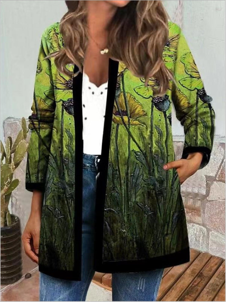 Women's Beautiful Retro Ethnic Print Clothes Cardigans