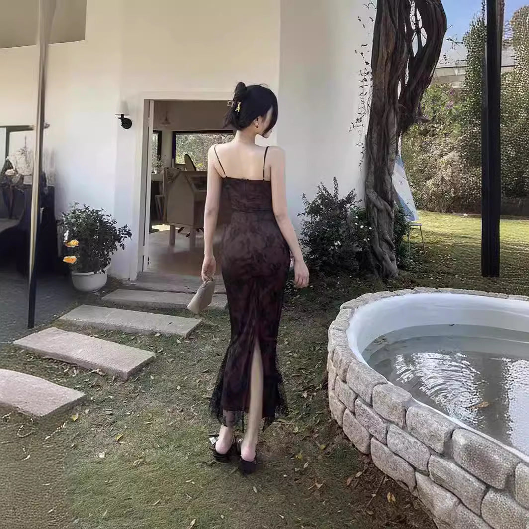 Wind Lace Strap Fishtail Summer Graceful Fashionable Art Dresses