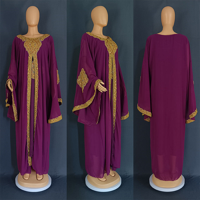 Malay Bell Sleeve Thorn Robe Embroidered Dresses