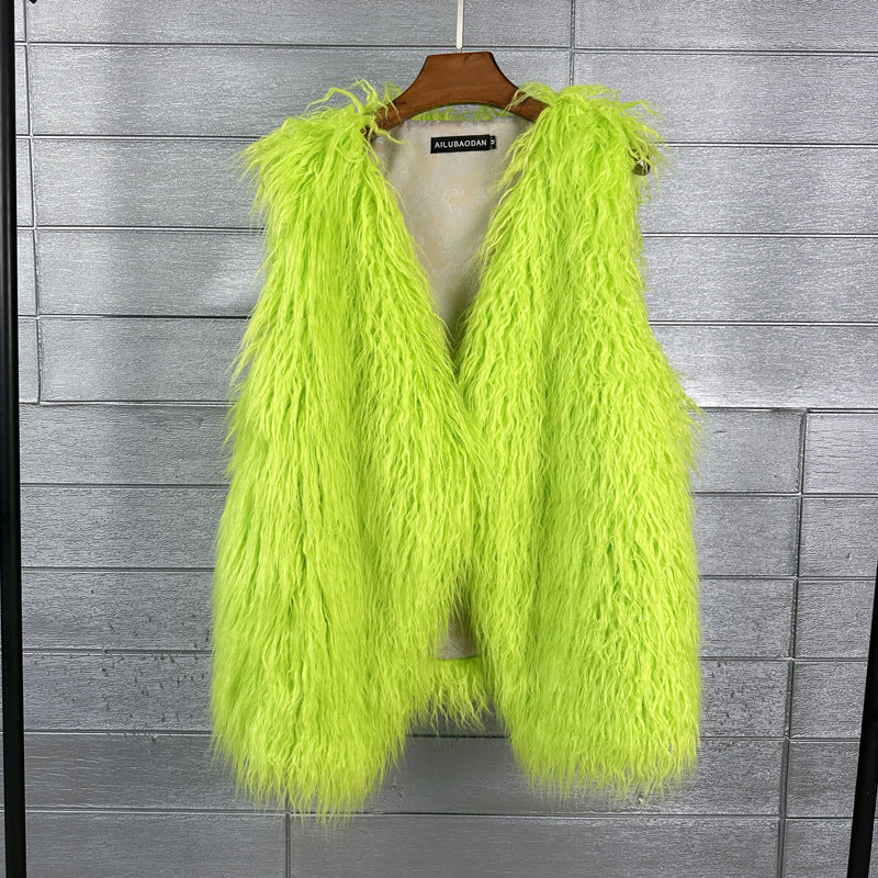 Women's Winter Mid-length Imitated Tibet Sheep Fur Coats