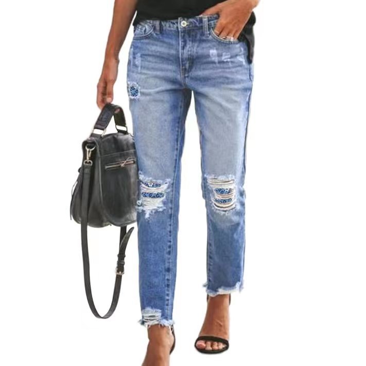 Women's Slouchy Beautiful Ripped Tassel Slimming Jeans