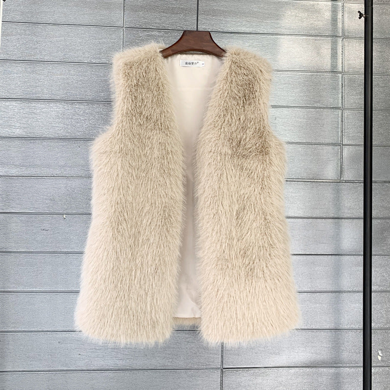 Women's Mid-length Fox Fur Warm Imitation Tuscan Coats