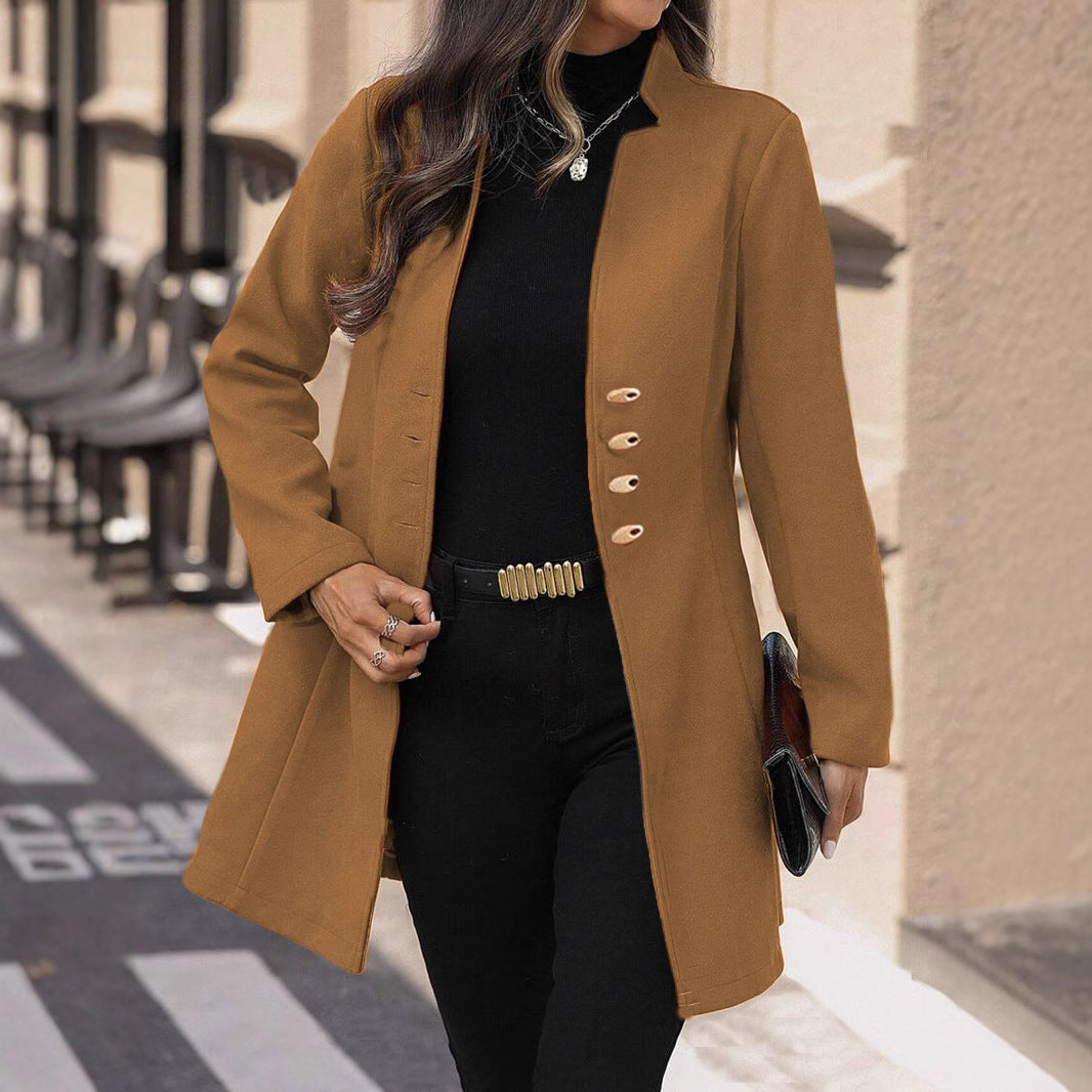 Women's Korean Style Lapel Slimming Solid Color Coats